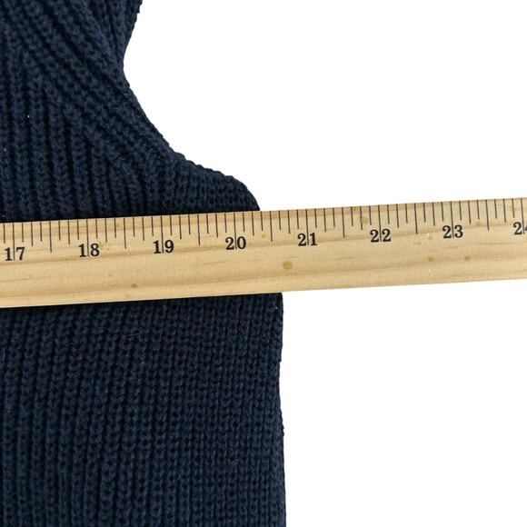 NIC+ZOE Navy Blue Ribbed Knit Fringe Sleeve Sweater Womens Large Cotton Blend - Picture 7 of 8